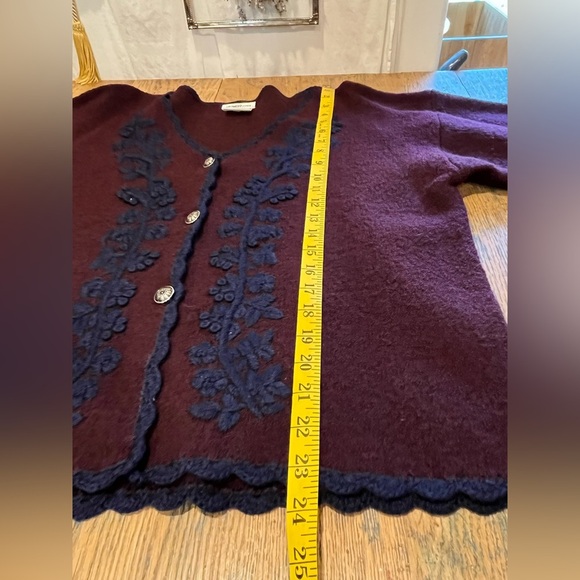 ❣️LAURA PETITES Burgundy Vintage Wool Cardigan - Size S - Picture 6 of 8